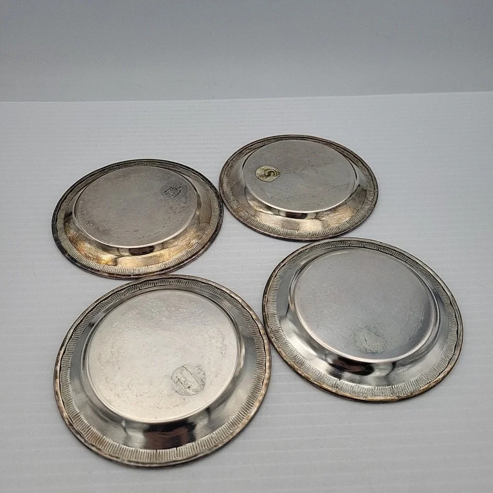 Vintage 1970s Silver Plated Drinking Coaster Sweden Made Ornate floral Art